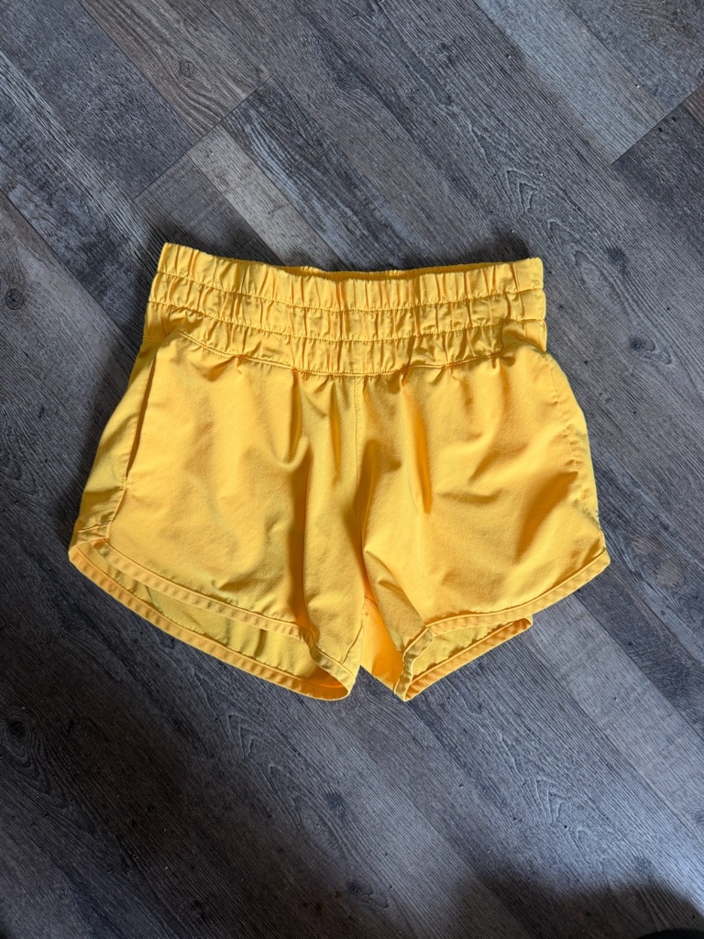 Athleta Bright Yellow Elastic-Waist Athletic Shorts